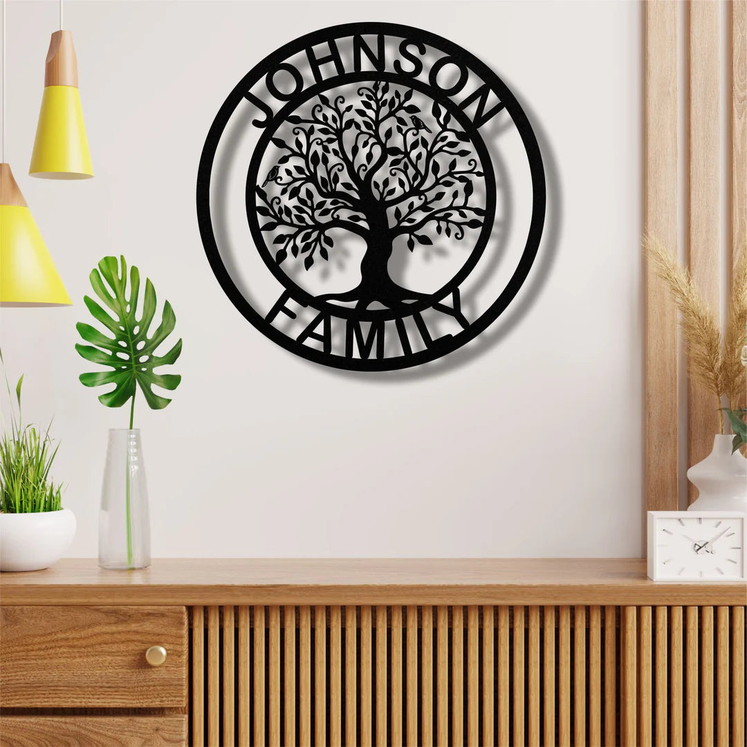 family tree metal wall art