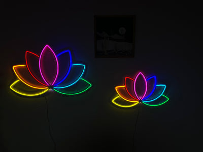 Lotus Flower Neon Metal Wall Art, Yoga Wall Decor