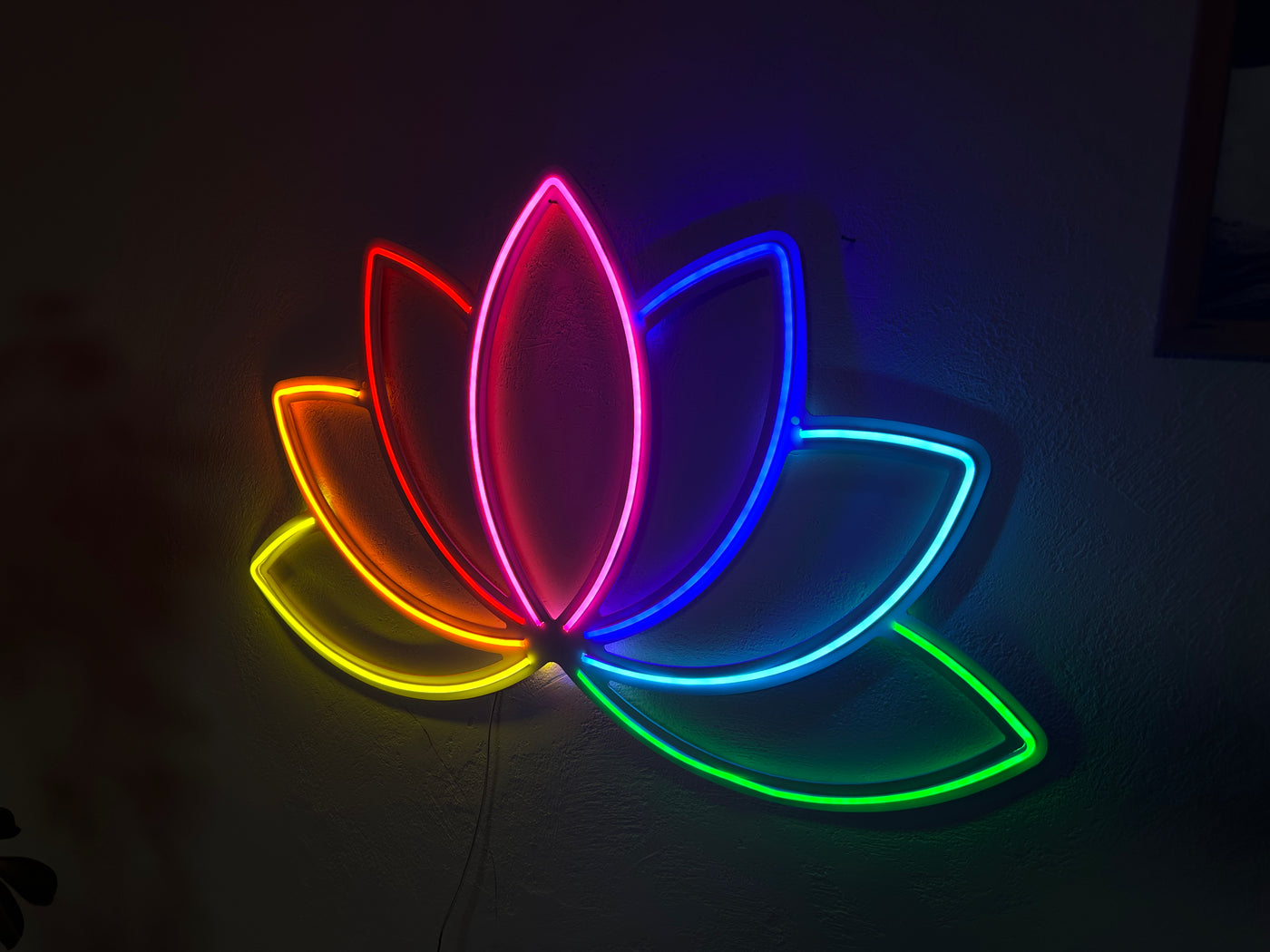 Lotus Flower Neon Metal Wall Art, Yoga Wall Decor