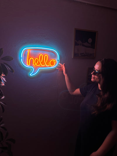 Hello Neon Metal Sign, Neon Wall Decor