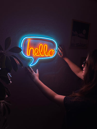 Hello Neon Metal Sign, Neon Wall Decor