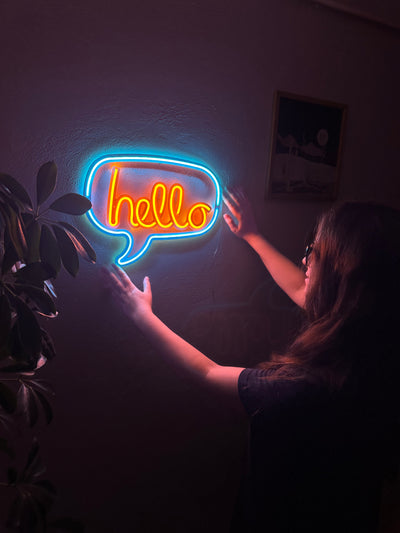 Hello Neon Metal Sign, Neon Wall Decor