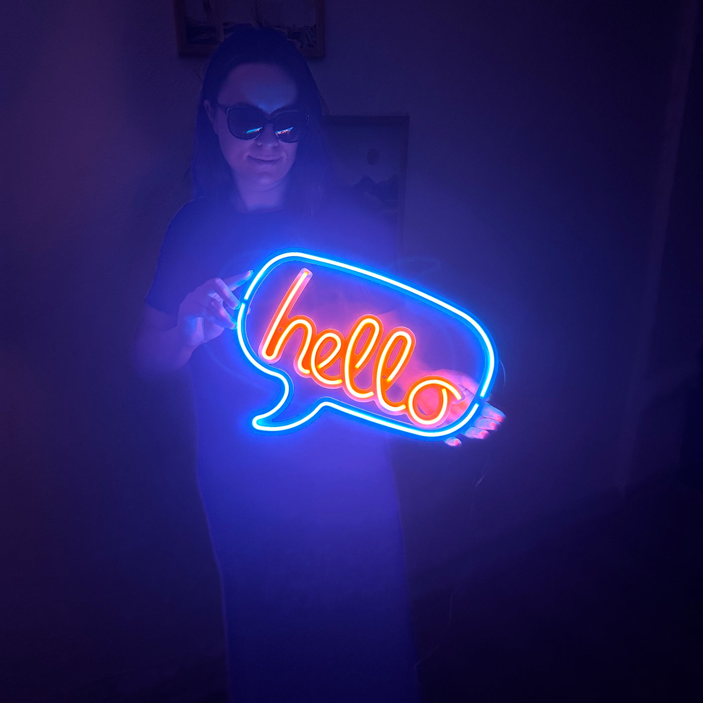 Hello Neon Metal Sign, Neon Wall Decor