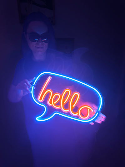 Hello Neon Metal Sign, Neon Wall Decor