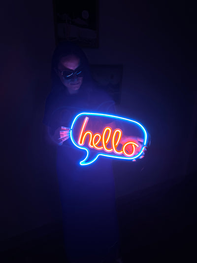 Hello Neon Metal Sign, Neon Wall Decor