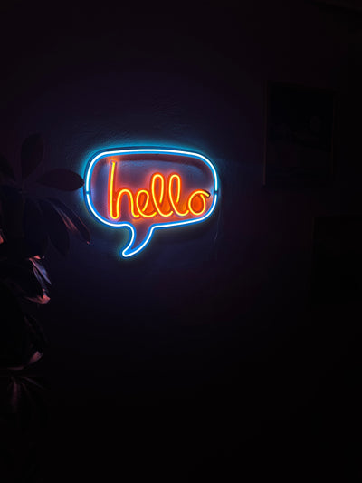 Hello Neon Metal Sign, Neon Wall Decor