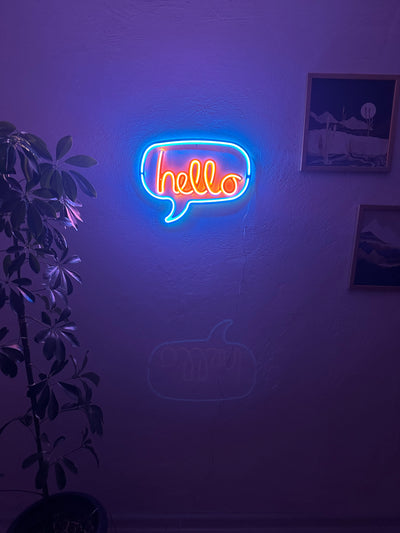 Hello Neon Metal Sign, Neon Wall Decor