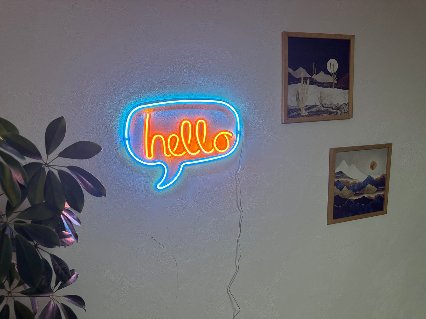 Hello Neon Metal Sign, Neon Wall Decor