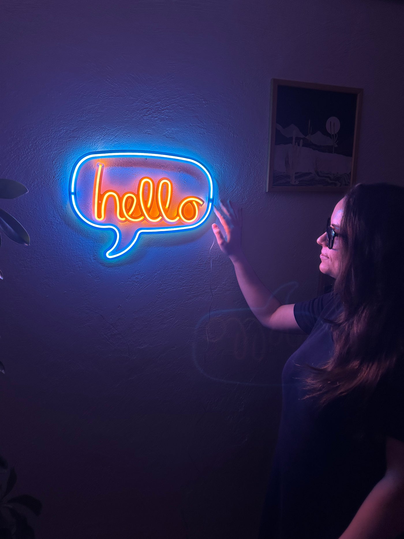 Hello Neon Metal Sign, Neon Wall Decor