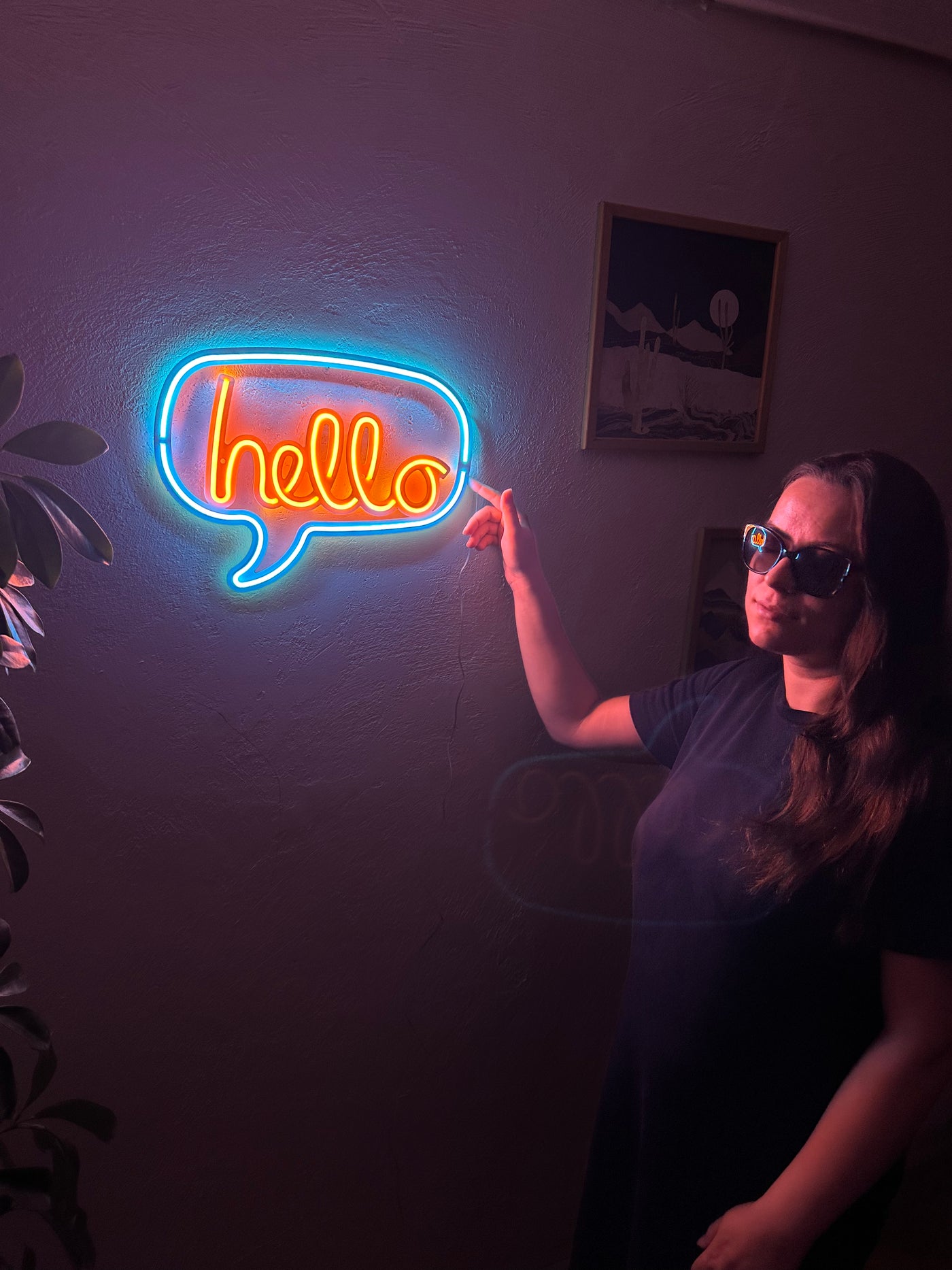 Hello Neon Metal Sign, Neon Wall Decor