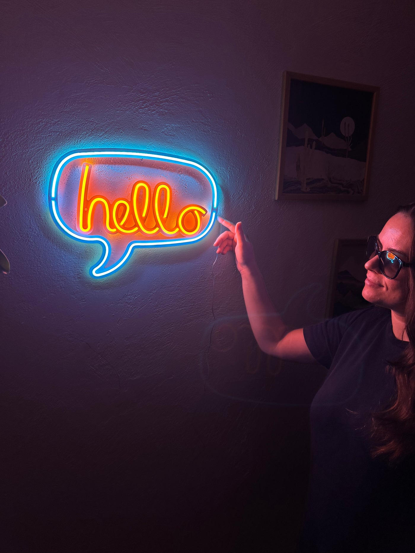 Hello Neon Metal Sign, Neon Wall Decor