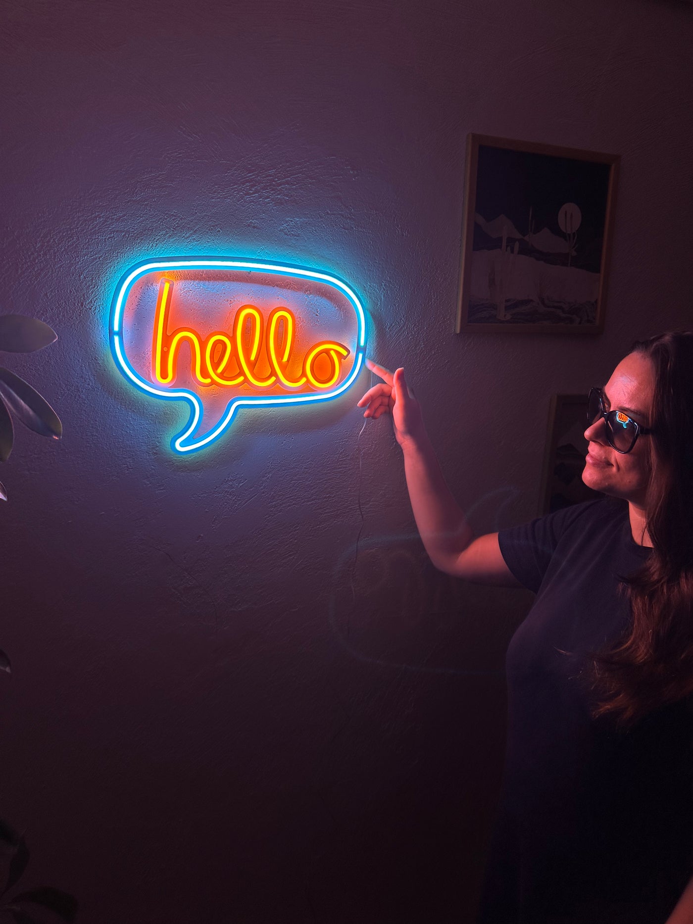 Hello Neon Metal Sign, Neon Wall Decor