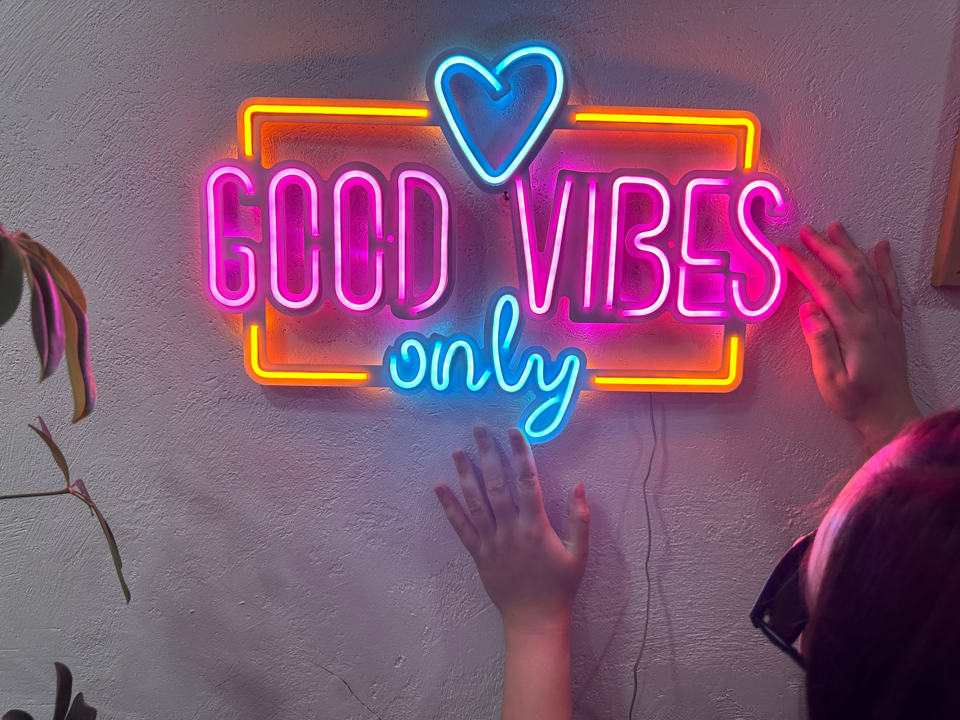 Good Vibes Only Love Neon Metal Sign, Neon Metal Wall Art