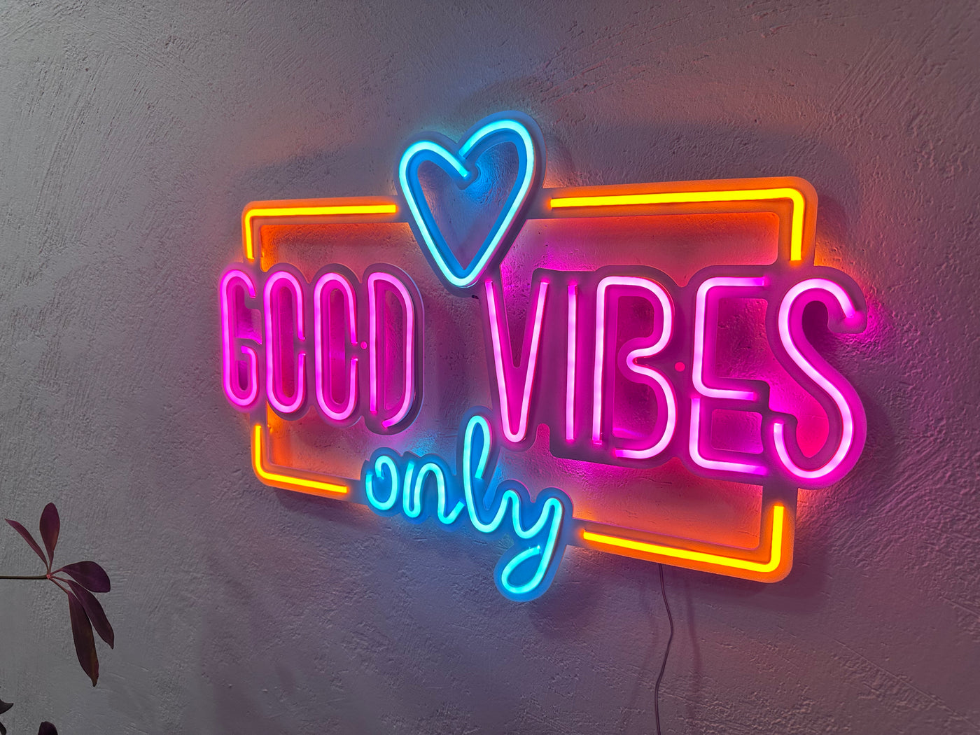 Good Vibes Only Love Neon Metal Sign, Neon Metal Wall Art