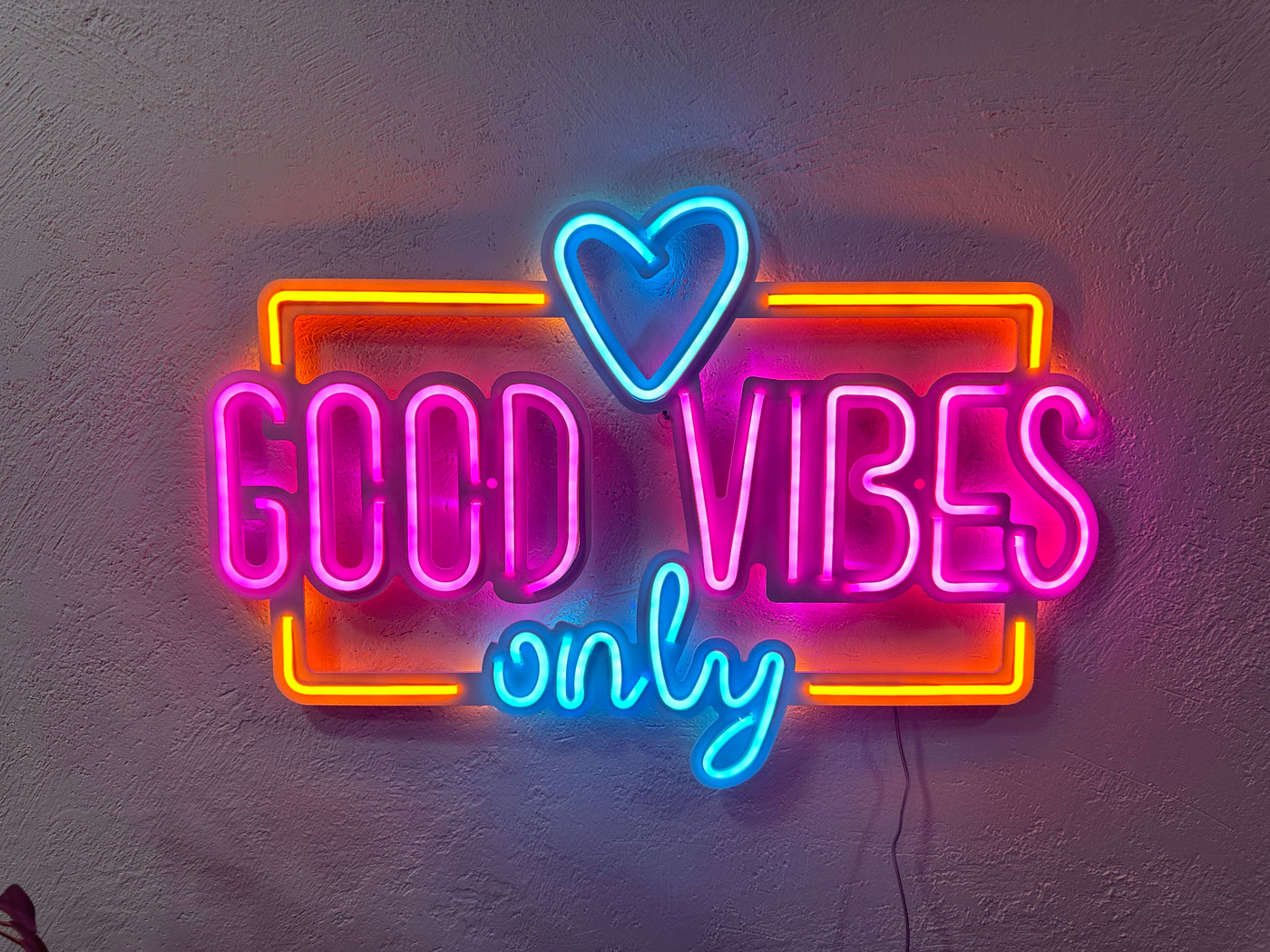 Good Vibes Only Love Neon Metal Sign, Neon Metal Wall Art