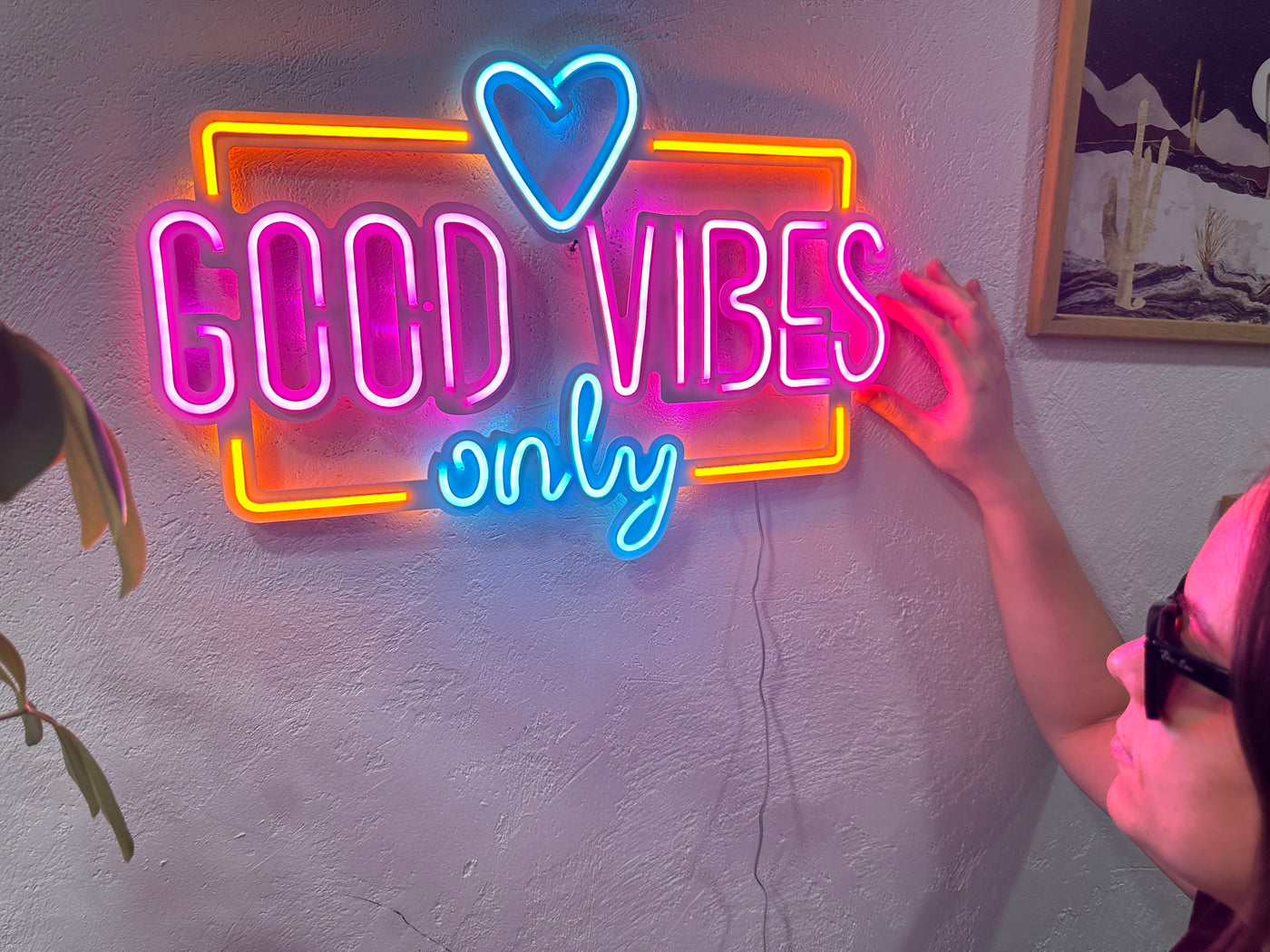 Good Vibes Only Love Neon Metal Sign, Neon Metal Wall Art