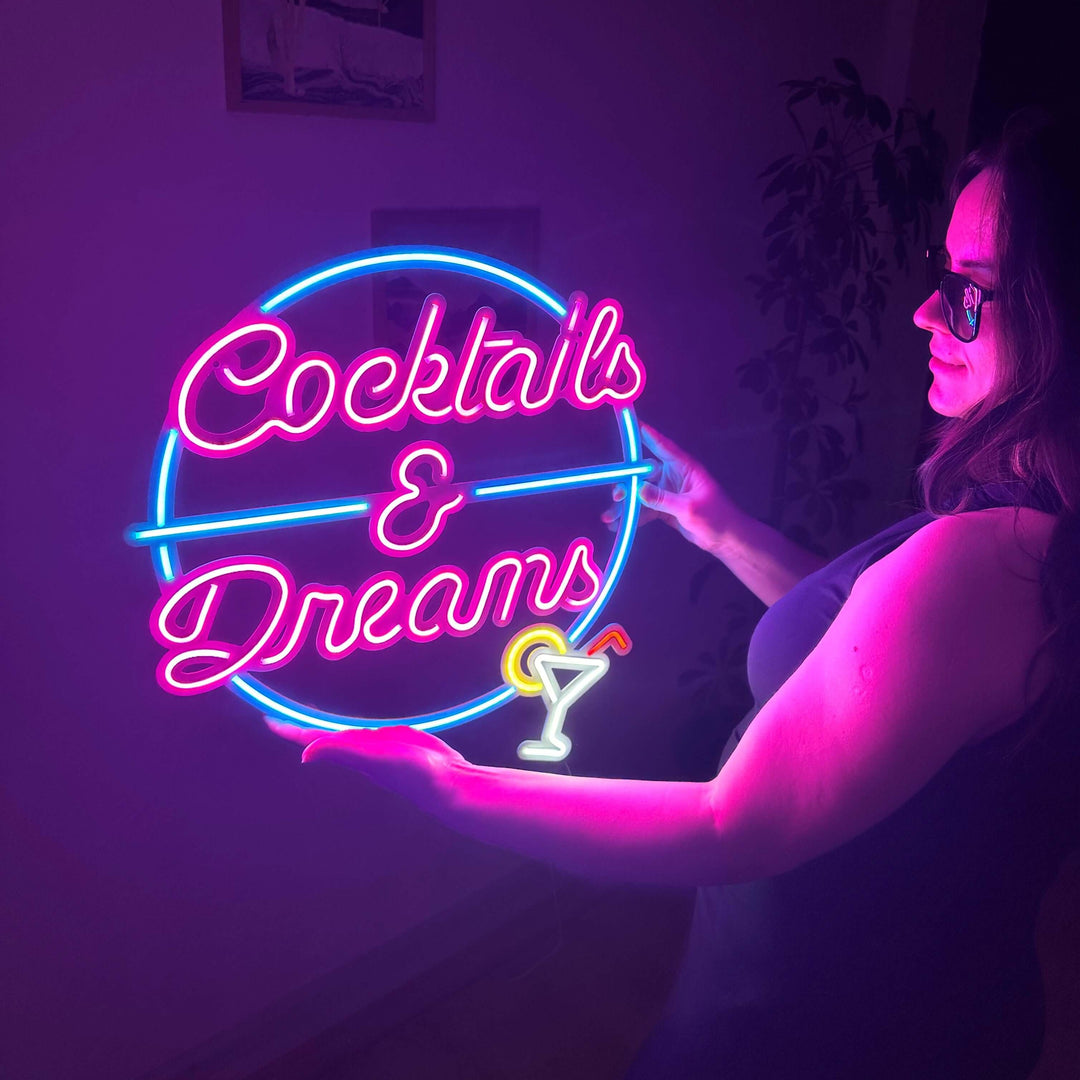 Cocktails and Dreams Neon Metal Wall Art, Neon Sign - Neon Signs available at Dekadron for $119.90