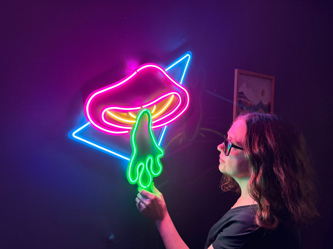 Flying Mushroom Neon Metal Sign, Neon Wall Decor