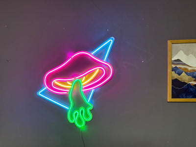 Flying Mushroom Neon Metal Sign, Neon Wall Decor