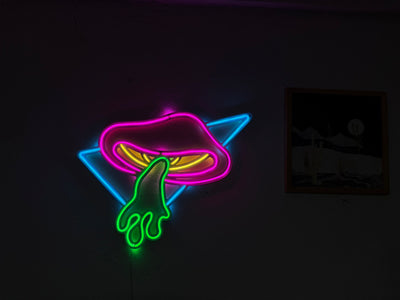 Flying Mushroom Neon Metal Sign, Neon Wall Decor