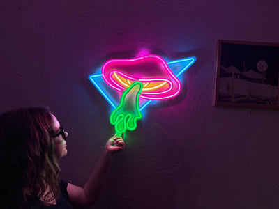 Flying Mushroom Neon Metal Sign, Neon Wall Decor