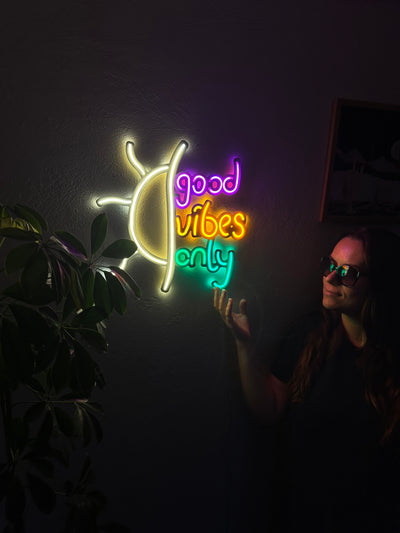 Good Vibes Only Neon Metal Sign