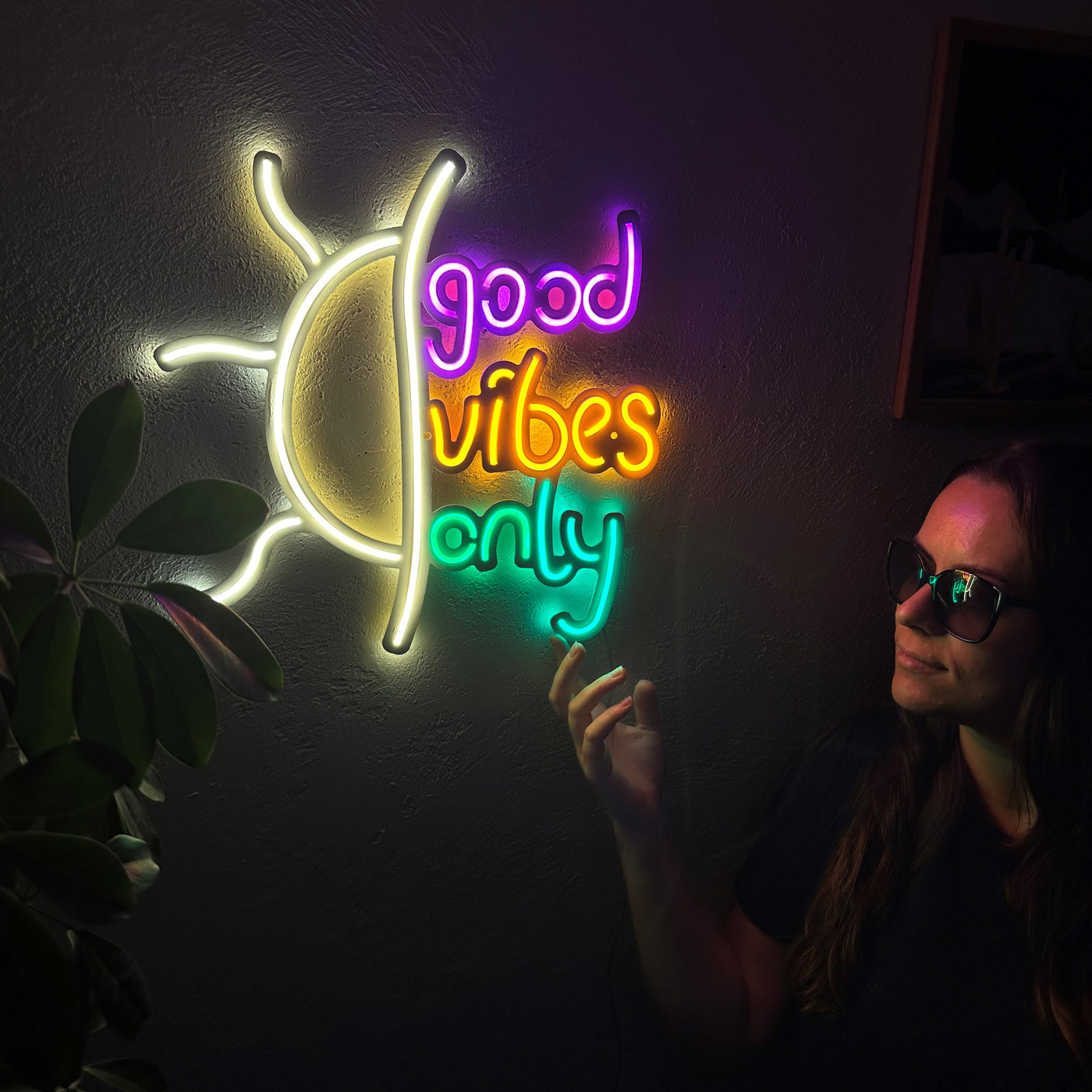 Good Vibes Only Neon Metal Sign