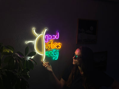 Good Vibes Only Neon Metal Sign