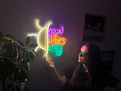 Good Vibes Only Neon Metal Sign