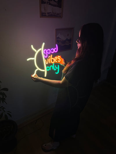 Good Vibes Only Neon Metal Sign