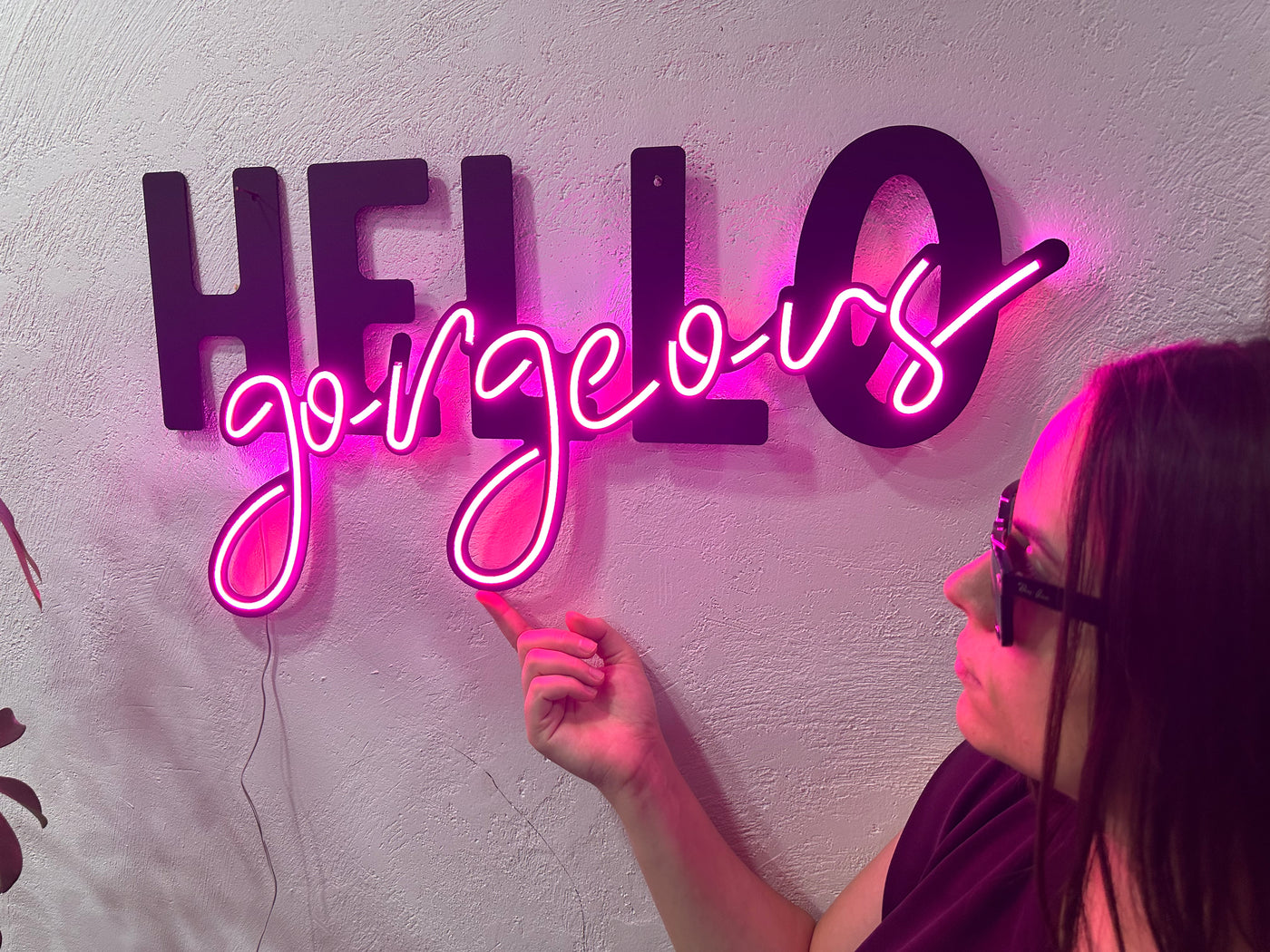 Hello Gorgeous Neon Metal Sign