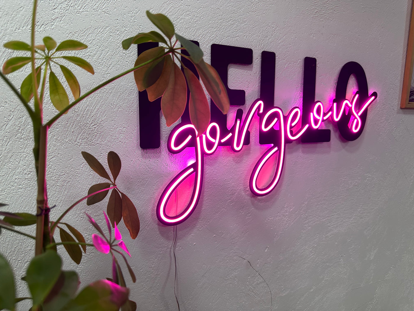 Hello Gorgeous Neon Metal Sign