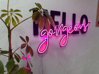 Hello Gorgeous Neon Metal Sign