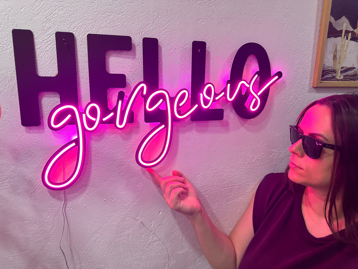 Hello Gorgeous Neon Metal Sign