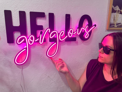 Hello Gorgeous Neon Metal Sign