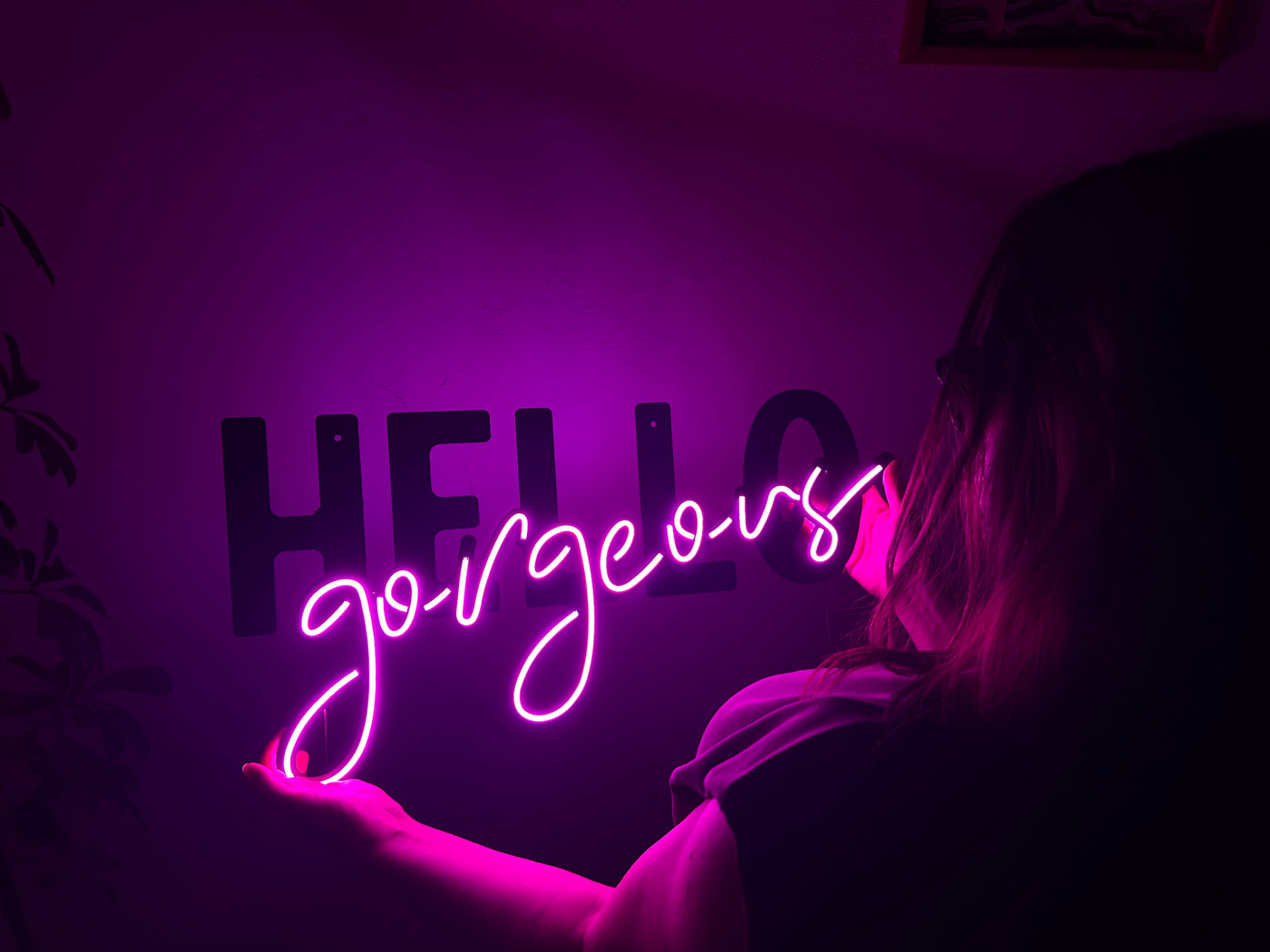 Hello Gorgeous Neon Metal Sign