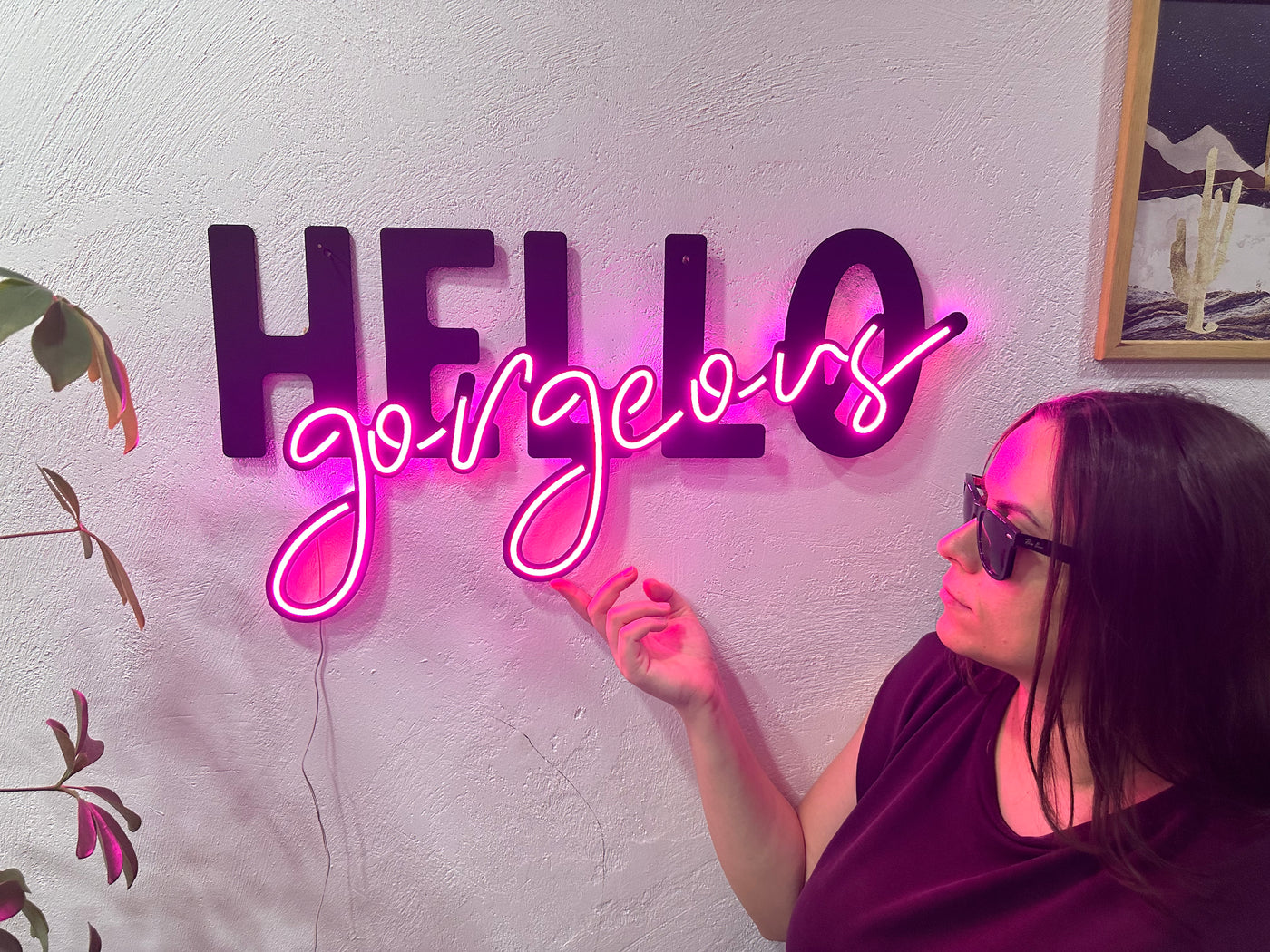 Hello Gorgeous Neon Metal Sign