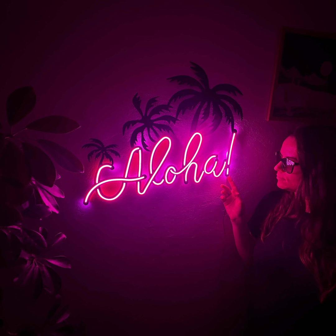 Aloha Neon Metal Sign - Neon Signs available at Dekadron for $119.00