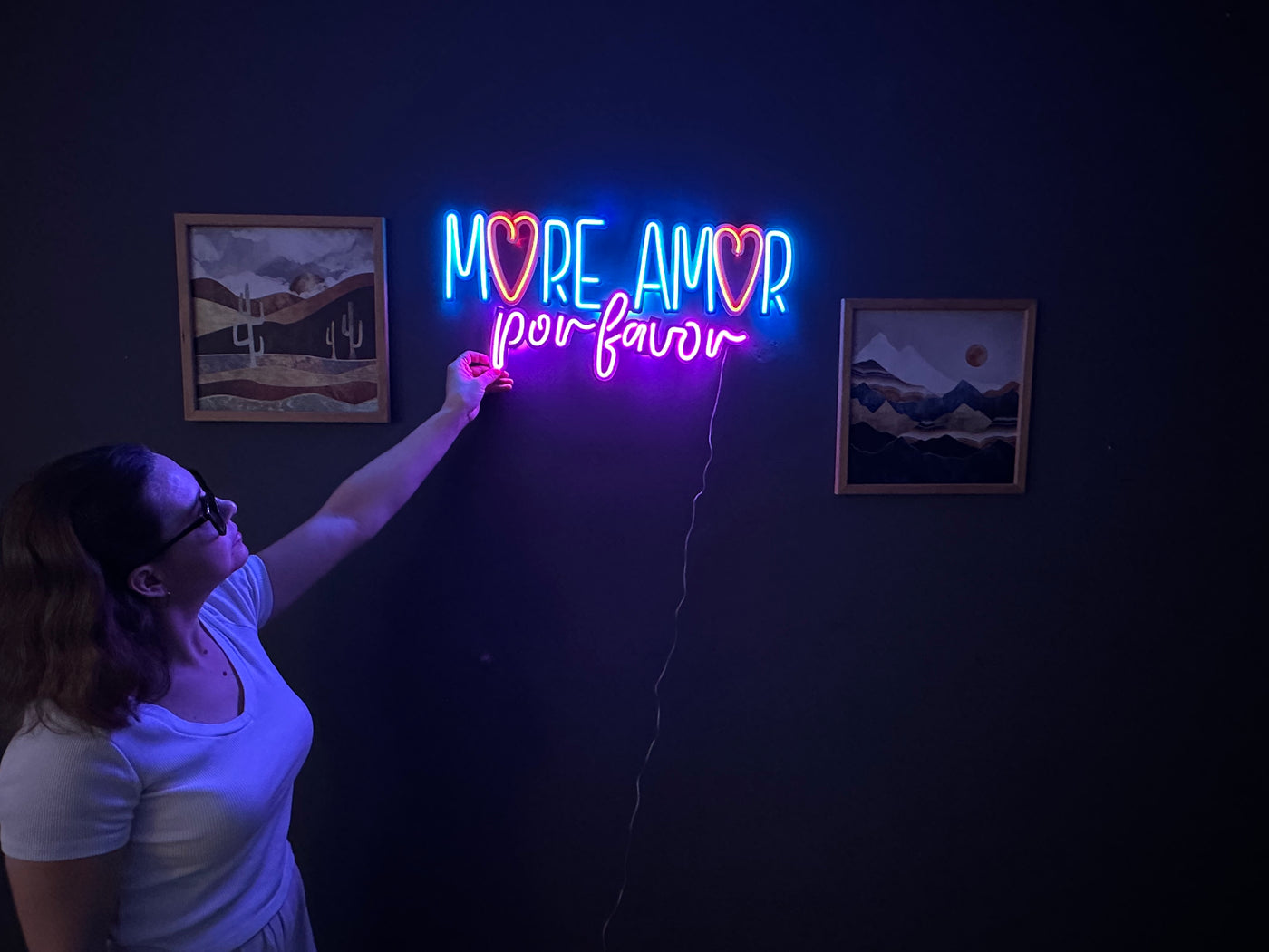 More Amor Por Favor Neon Metal Sign