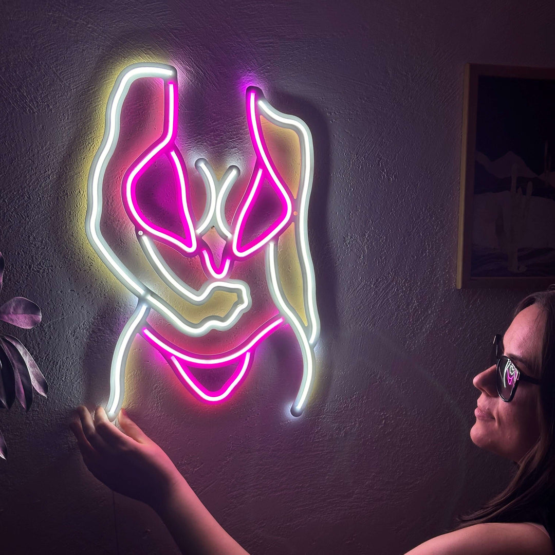 Bikini Girl Neon Metal Sign - Neon Signs available at Dekadron for $129.00