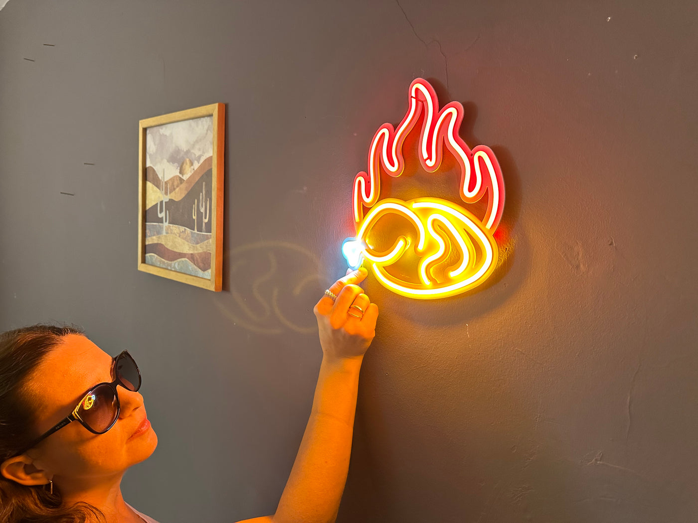 Fried Chicken Neon Metal Sign