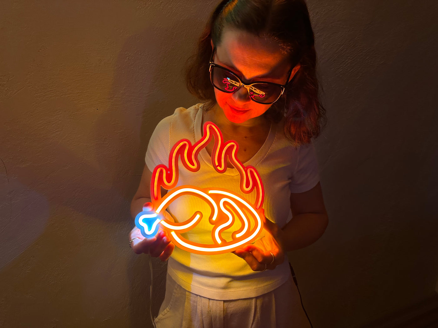 Fried Chicken Neon Metal Sign