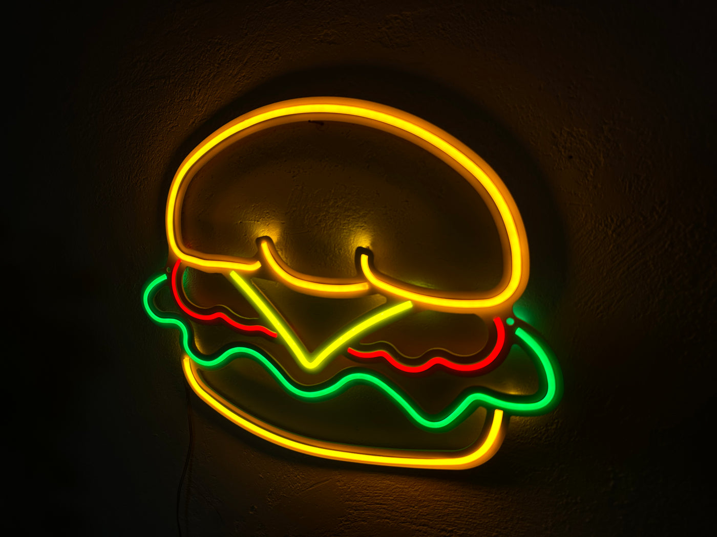 Hamburger Neon Metal Sign