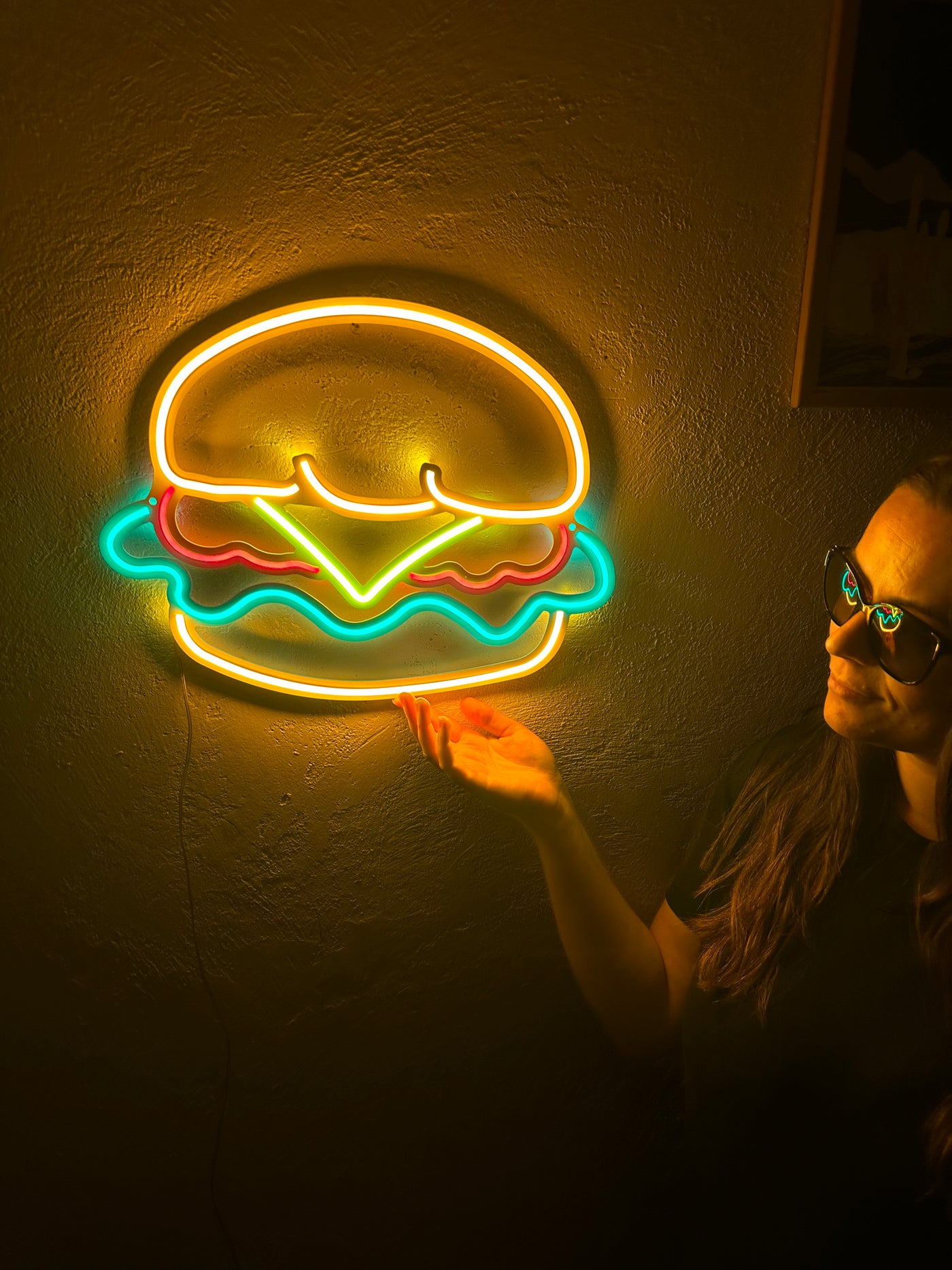 Hamburger Neon Metal Sign