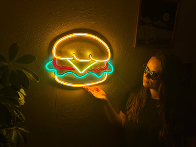 Hamburger Neon Metal Sign