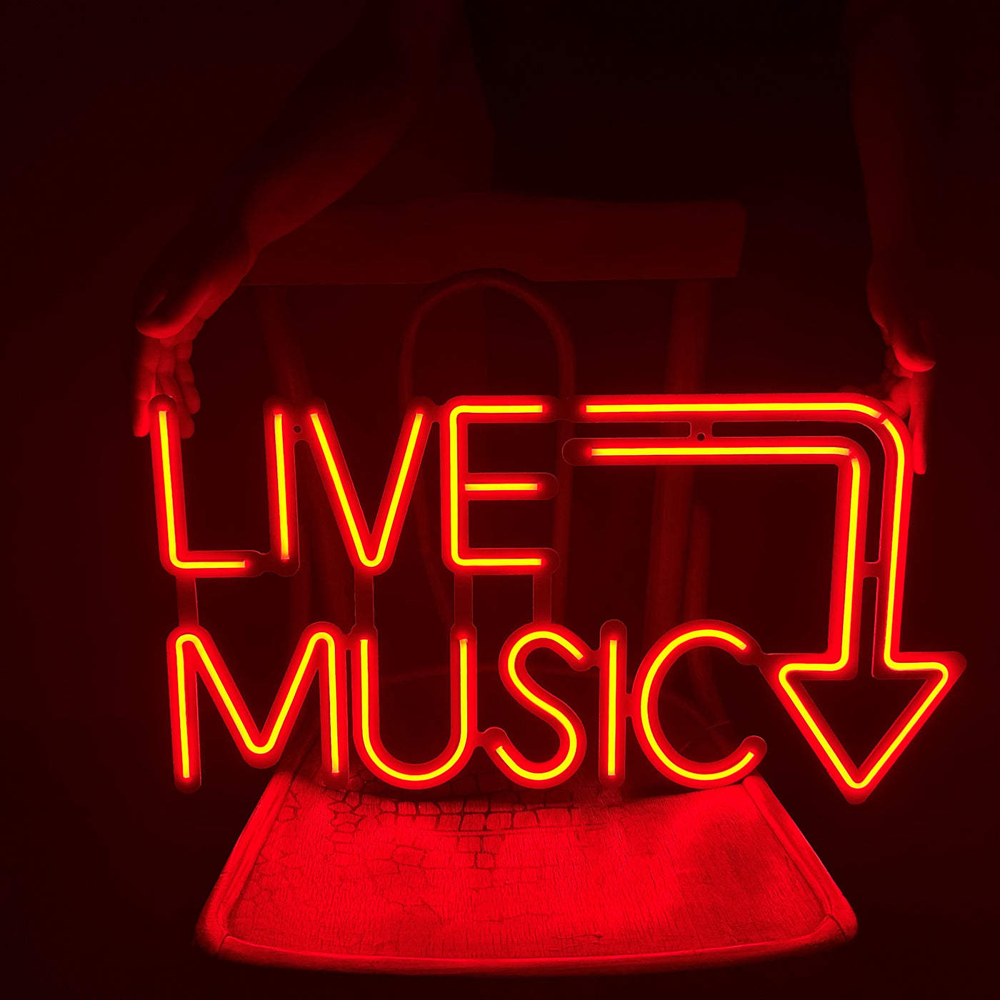 Live Music Neon Metal Sign