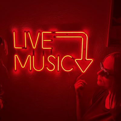 Live Music Neon Metal Sign