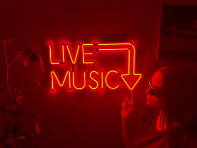 Live Music Neon Metal Sign