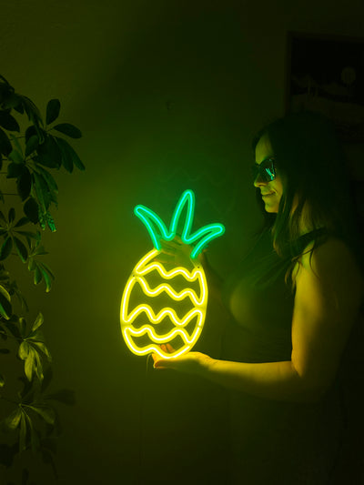 Pineapple Neon Metal Sign