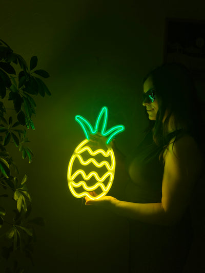 Pineapple Neon Metal Sign